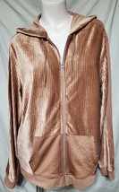 L- INC Brown &quot;VDay Lunar NY&quot; Ribbed Hoodie Jogging Jacket 100139148 Pockets SOFT - £17.05 GBP