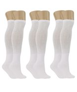 AWS/American Made 3 Pairs Diabetic Over The Calf Socks Cotton White Colo... - £12.41 GBP