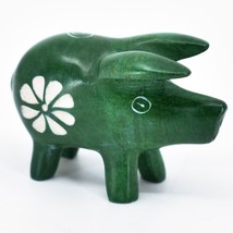 Vaneal Group Hand Carved Kisii Soapstone Tiny Miniature Green Pig Figurine - £11.07 GBP
