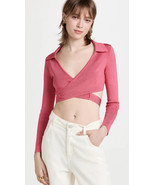 NWT Cult Gaia Designer Tory Knit Top Blossom Pink Cropped Sweater S $228 - $88.11