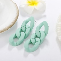 Mint Green Chunky Curb Chain Drop Earrings - £10.38 GBP