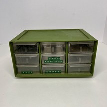 Vtg Green Akro-Mils Storage Bin Parts Organizer 9 Drawers Model 10-109 P... - $32.98