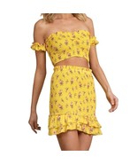 Blue Life yellow floral smocked secret crush last night set extra small ... - $59.99