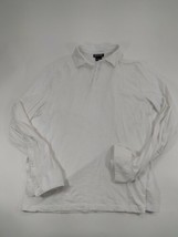 Michael Kors Mens Large Long Sleeve Quarter Button Shirt White Cotton - $14.85