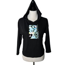 Adidas Girls Hooded Graphic Tee Black with Camo Print Long Sleeve Size M 10 12 - £16.58 GBP
