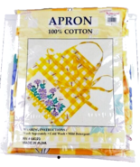 Apron Cotton Firefly Yellow Gingham Floral NWT - $11.88