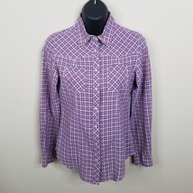 Gap Shirt Womens Extra Small Pearl Snap Plaid Western Red White Blue Long Sleeve - £13.91 GBP