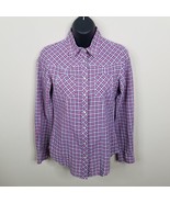 Gap Shirt Womens Extra Small Pearl Snap Plaid Western Red White Blue Lon... - £14.19 GBP