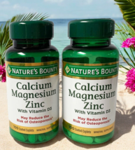 2-Nature&#39;s Bounty Calcium Magnesium Zinc Vitamin D Caplets 100ct Bone Health - $17.66