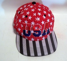 USA Snapback Cap Hat  Stars Stripes US Flag 100% Cotton Red TOP LEVEL - £5.43 GBP