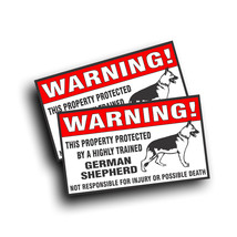 2X Warning Decal trained German Shepherd Guard Dog pet bumper or window ... - £12.48 GBP