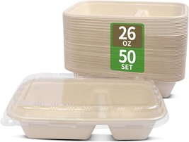 50 Pack 2 Compartment Paper Bowls With Lids, Two Compartment, 50 Bowls 50 Lids - $43.98