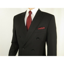 Men Apollo King Double Breasted Formal Business Suit Pleated Pants DM21 Black image 5