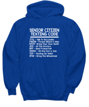 Funny Hoodie Senior Citizen Texting Code Royal-H  - £28.10 GBP