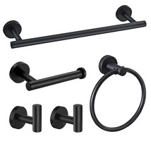 5 Pieces Matte Black Bathroom Hardware Set, Bathroom Accessories Stainless Steel - £20.74 GBP