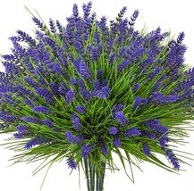 20 Bundles Artificial Plants Outdoor Fake Monkey Grass with Lavender Flowers UV  - £43.50 GBP