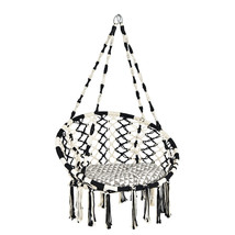 Hanging Hammock Chair w/Cushion Macrame Swing Cotton Rope Indoor Outdoor - £73.17 GBP