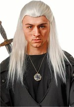 Adult Mens Medieval Knight Elf Warrior Witcher Geralt Legolas Grey Halloween Wig - £36.07 GBP