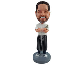 Custom Bobblehead Professional cook chef with hands crossed holding a knife and  - $89.00