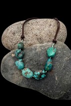 Peyote Bird Southwest Sterling Silver Natural Turquoise Beaded Necklace - £55.94 GBP