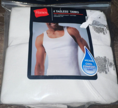 Hanes ~ Men&#39;s 4-Pack T-Shirts Tanks Undershirts White 100% Cotton ~ M - £16.67 GBP