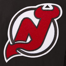 NHL New Jersey Devils Wool Leather Reversible Jacket Front Patch Logos Black JHD - £172.63 GBP