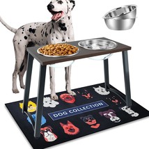 Extra Large Elevated Dog Bowls For Xx-Large Dogs With Two 3000Ml Dog Food Bowls, - £37.79 GBP