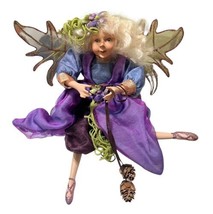 Woodland Fantasy Purple Acorn Fairy Pixie Elf Doll Winged 10&quot; Whimsical ... - $32.02