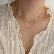 Stainless Steel Opal Pendant Necklace - $14.69