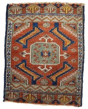 Handmade antique Turkish Yastik rug 1.8&#39; x 2&#39; ( 54cm x 60cm ) 1870s - 1B347 - £935.24 GBP