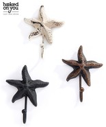 Starfish Single Hook Set of 4 Cast Iron Brown Black or White Nautical Ocean - €19,11 EUR