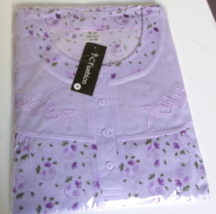 TC Fashion Lavender print Nightgown Size Medium Cotton Blend Light Weight - $13.81