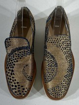 Free People Snake Eyes Loafers Metallic Gold Navy Shoes Size 8 - $39.57
