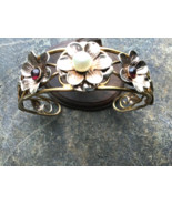 Yellow Rose Gold Filled Cuff Bangle With Cab. Rhodalite Garnets &amp; Pearl ... - €55,44 EUR