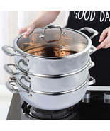 SOGA 3 Tier 32cm Heavy Duty Stainless Steel Food Steamer Vegetable Pot S... - $179.90