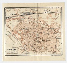 1927 Original Vintage City Map Of Cremona / Lombardy / Italy - £20.65 GBP