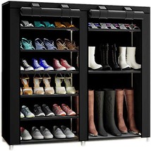 Txt&amp;Baz 27-Pairs Portable Boot Rack Double Row Shoe Rack Covered, 7-Tier... - $35.99