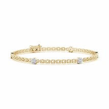 ANGARA Floral Motif Five Diamond Stackable Bracelet in 14K Gold (GVS2, 0.05 Ctw) - £892.49 GBP