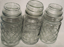 Vintage Planters Peanuts Jars W Lids  2-1980 1-1981 75th Anniversary  (3) - £23.18 GBP