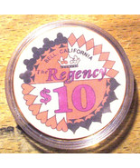 (1) $10. Regency Casino Chip - Bell, California - 1981 - $7.95