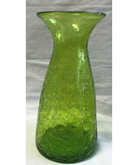Vtg Green Crackle Glass Vase Art Home Decorative Flower Interior Gift - $29.95