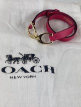 Coach Bracelet Twin Charm Double Wrap Signature Pink Leather 99792 J1 - $59.39