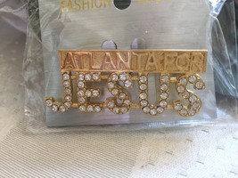 ++ Atlanta For Jesus Pin Vintage Gold Tone Crystal Cz's Fashion Brooch Pin Nip - $9.80