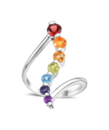 Multi Gemstone 1.25ctw Seven Chakra Ring in Rhodium Over Sterling Silver... - €27,61 EUR