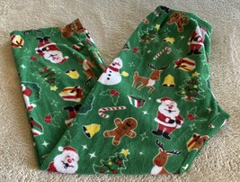 Childrens Place Boys Green Santa Snowman Reindeer Fleece Pajama Pants XXL 16 - $12.25