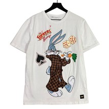 Looney Tunes Bugs Bunny Embroidered White T-Shirt Unisex Adult Size L Cartoon - £13.63 GBP