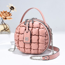  Large Capacity Pleated Small Round Bag Fashion Chain One Shoulder Crossbody Han - £33.28 GBP