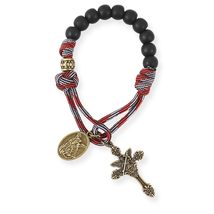 Nazareth Store Antique Bronze Strong One Decade Paracord Rosary Black Beads Pock - £10.08 GBP+