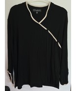Womens Plus 2X Central Park West Black Tan Trim Shirt Top Blouse Made in... - $343.56 MXN