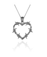 Sterling Silver Barbed Wire Heart Pendant Necklace (S/M/L) - $23.31 CAD+